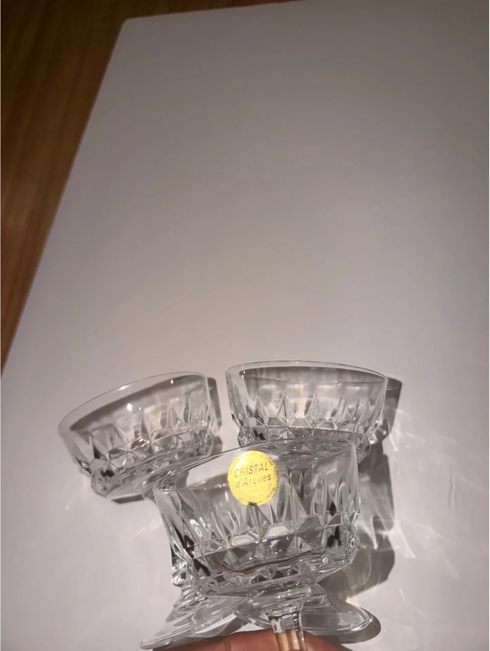 Cristal d'Arques Crystal Coupe Glasses Set 3 France Cut Cocktail
